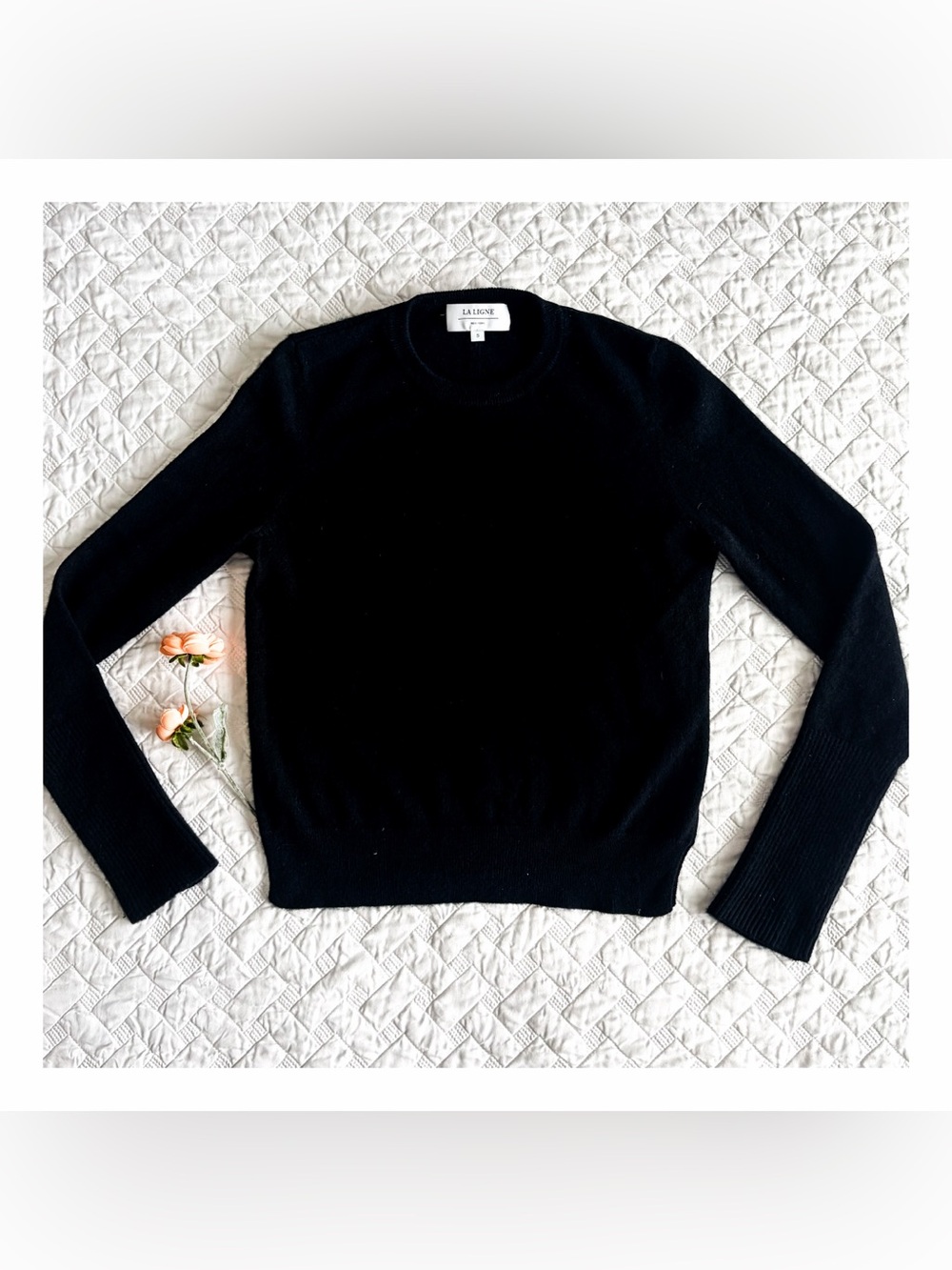 La Ligne Black 100% Cashmere Crewneck Sweater Size Small